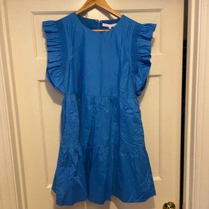 NWT! English Factory Ruffle sleeve dress, size M, Cobalt Blue